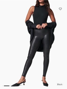 SPANX Black High-Waist Faux Leather Leggings - Women